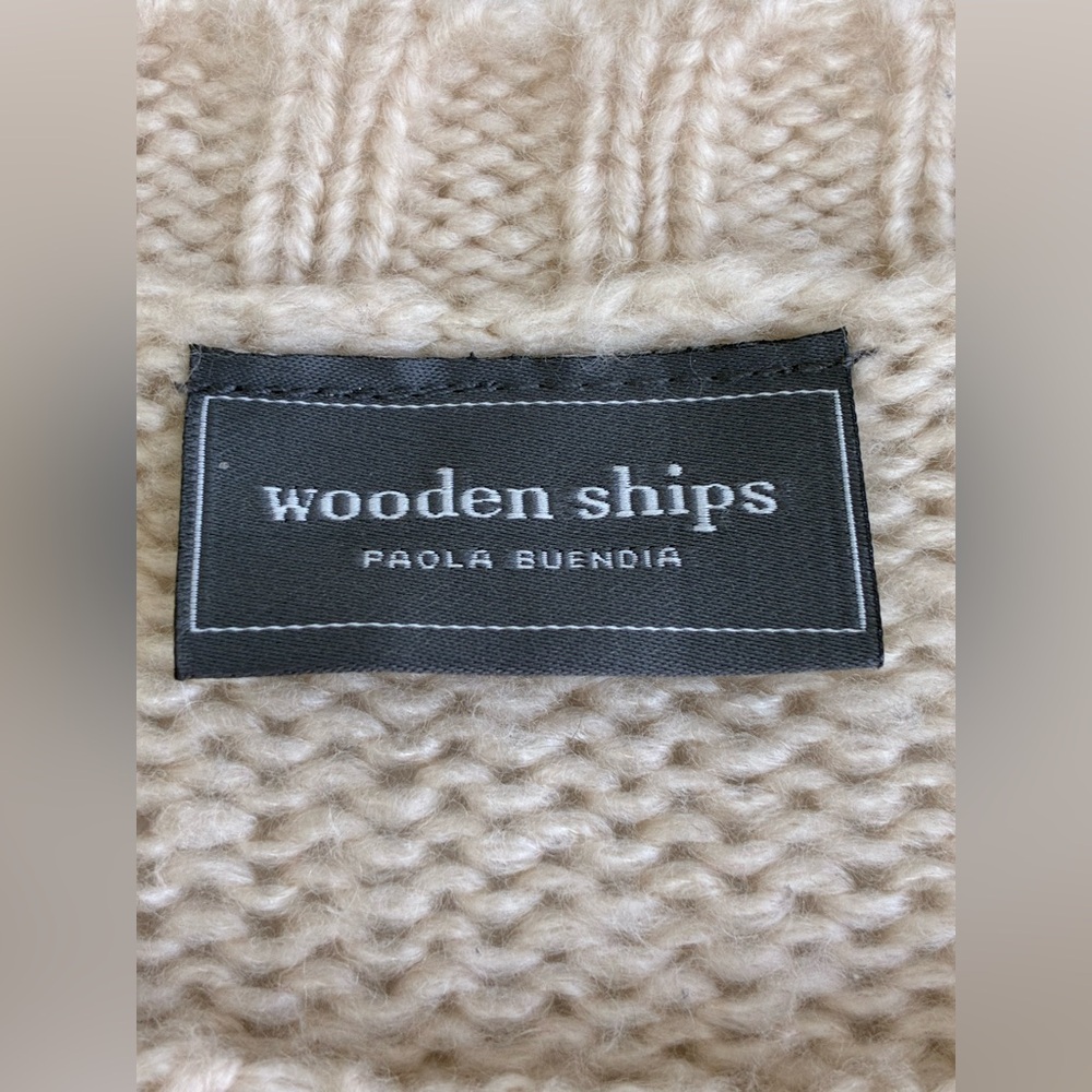 Wooden Ships Thankful + Blessed Cream light Sweater X/S fits Oversized Like M - Picture 4 of 8